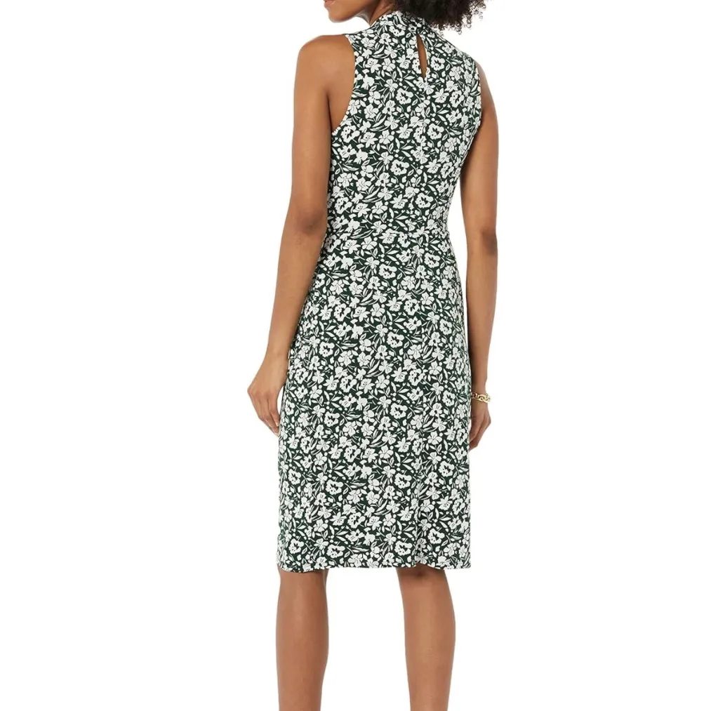 Amazon Essentials Women's Sleeveless Crossover Twist Neck Faux Wrap Dress. S Green - Image 2