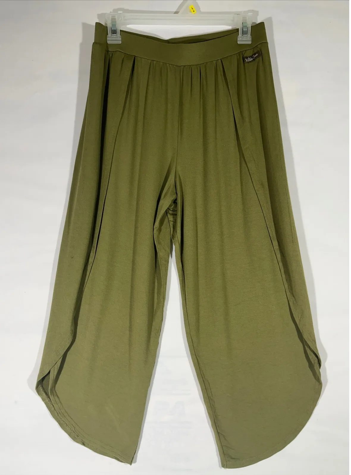 Matilda Jane Wide Leg Cropped Harem Pants Elastic Waist Pull On Green Size S - Image 1