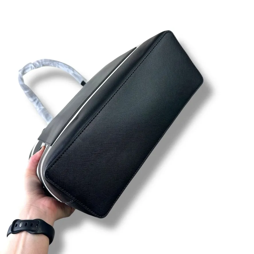 Kate Spade New York Black Multi Crisp Stripe Saffiano Daily Shoulder Tote Bag - Image 11