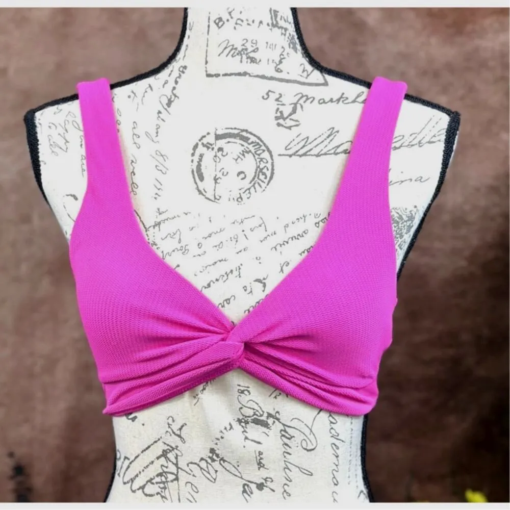 Knot Twist Andie Swim The Portofino Bikini Top Neon Pink size XS - Image 5