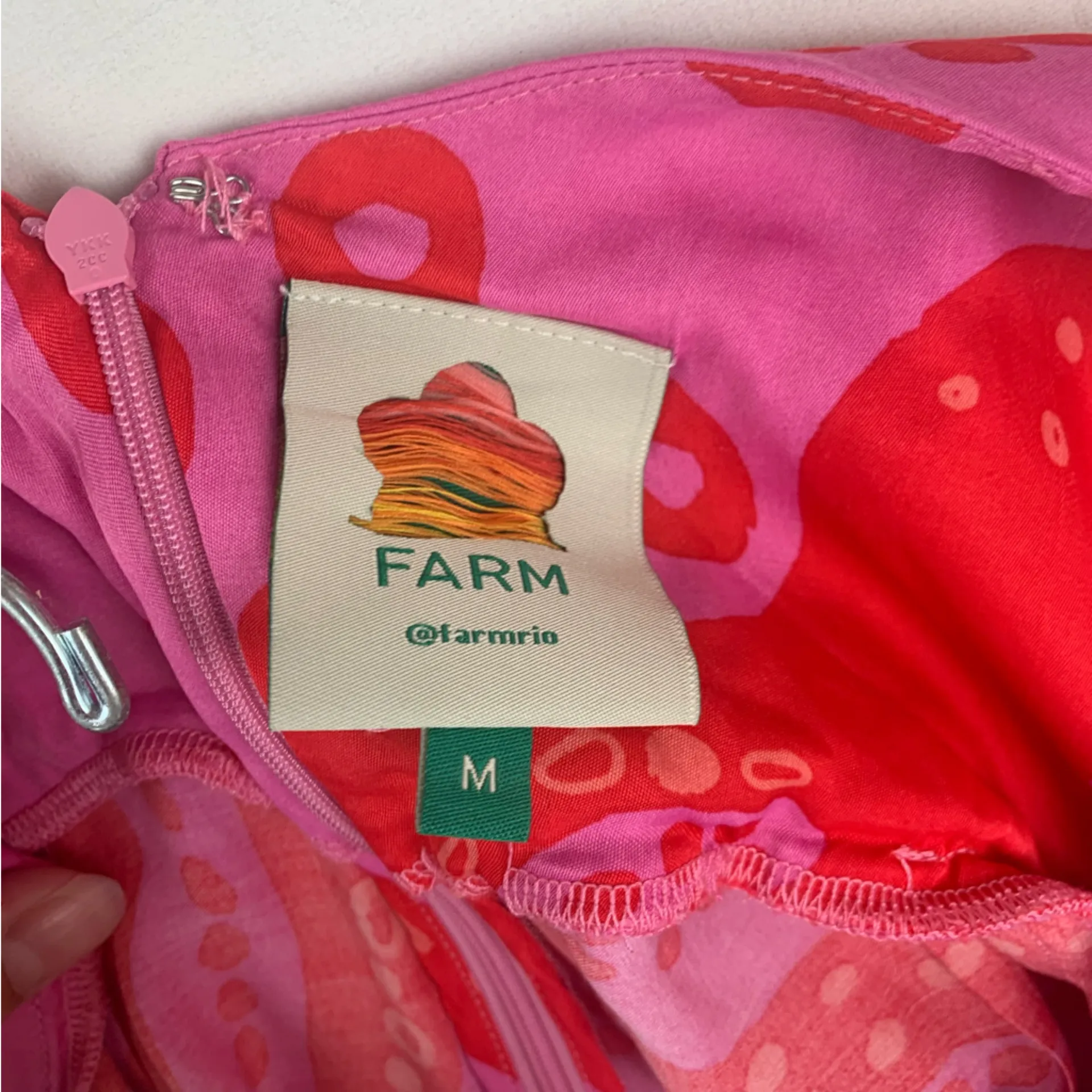 Farm Rio size medium Octocool Wrap dress pink red tropical beach resort maxi - Image 4