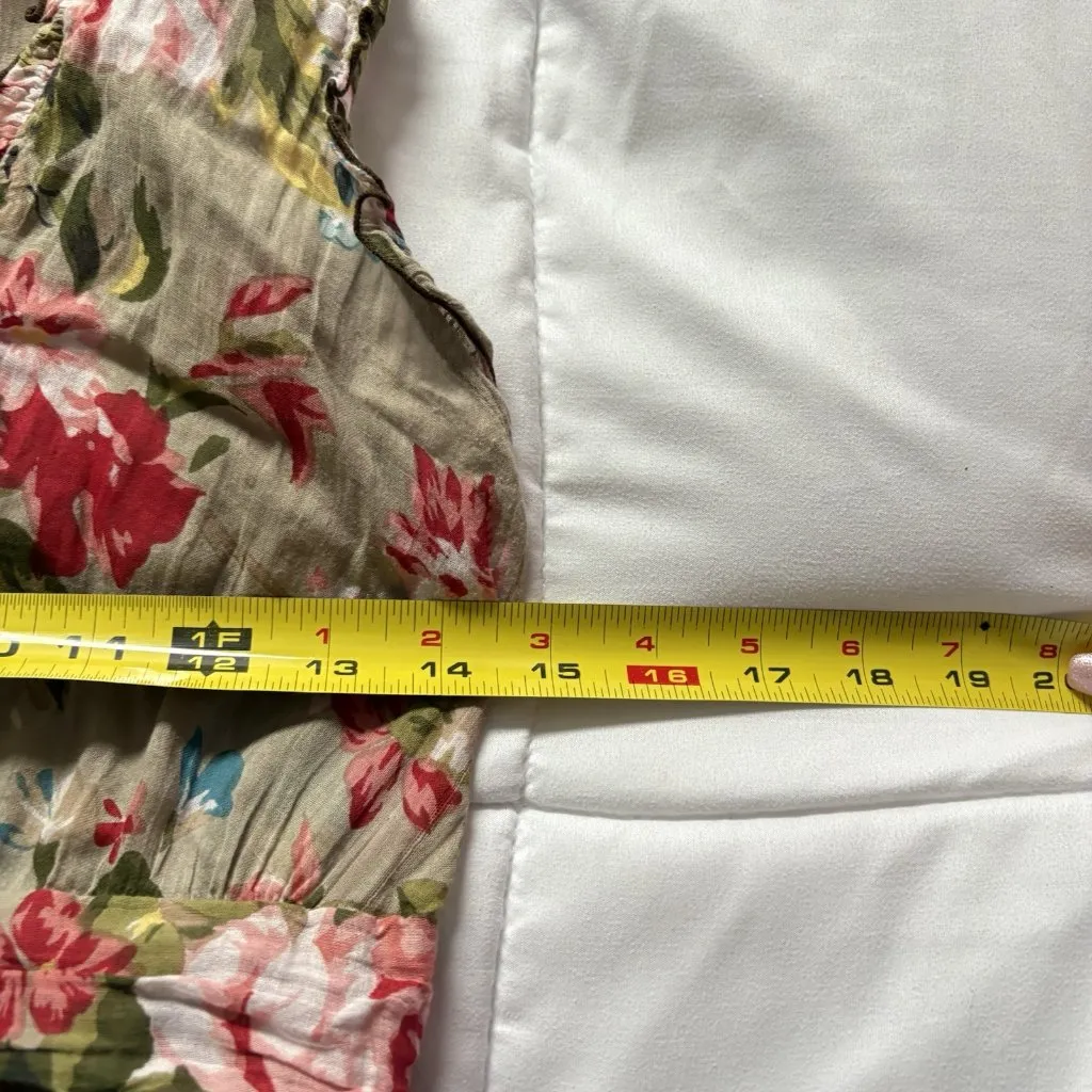 Womens Brown Pink Floral Sleeveless V Neck Dress Summer Beach Classic Peasant Size undefined - Image 3