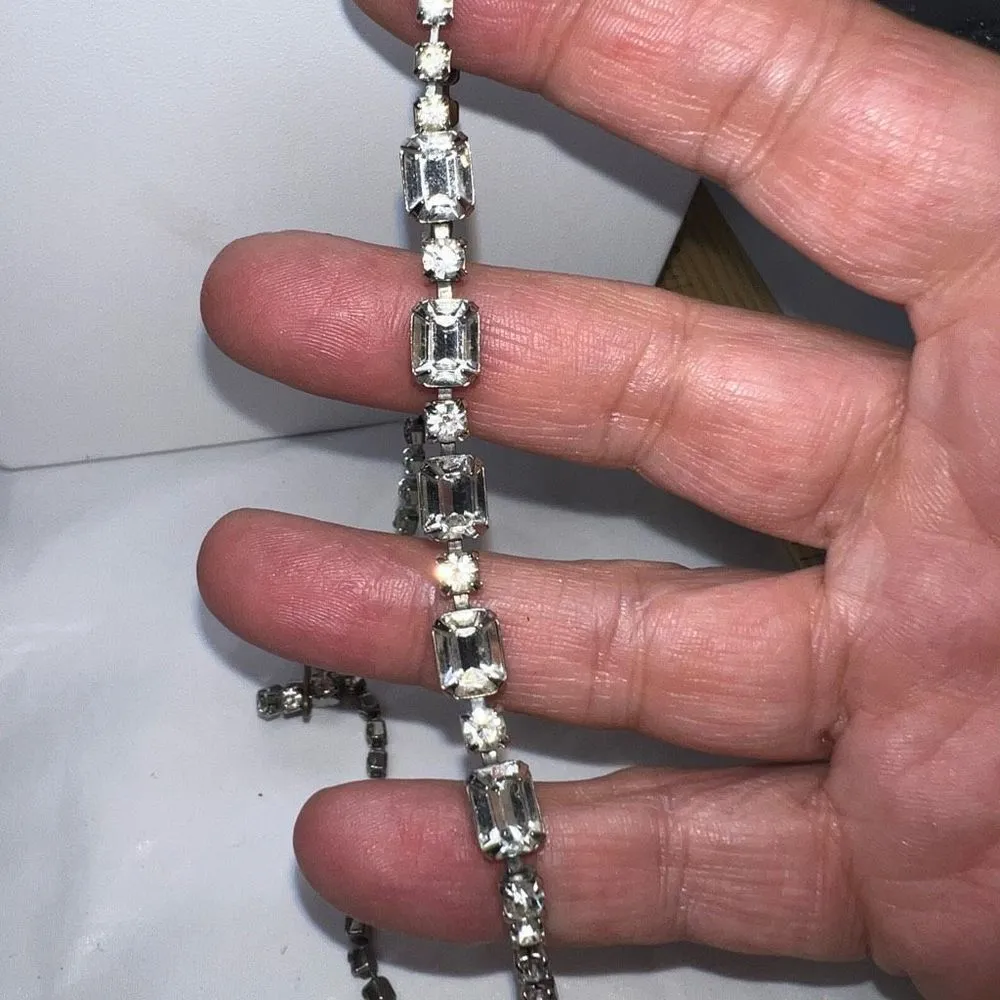 Vintage Rhinestone Tennis Necklace *SEE PHOTOS AND‎ READ DESCRIPTION * Silver - Image 7