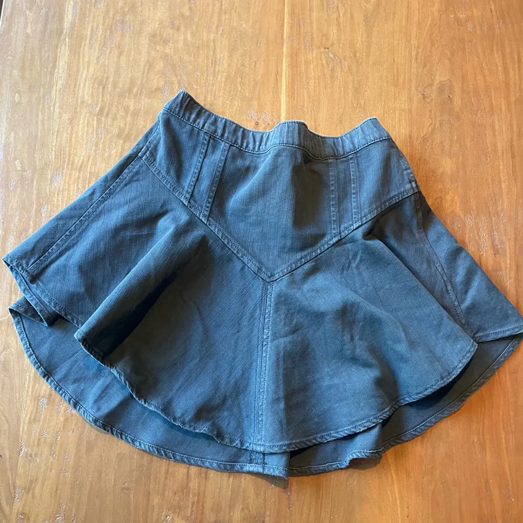Aerie size XS black Demin circle mini skirt cowgirl elastic waist pull on - Image 4