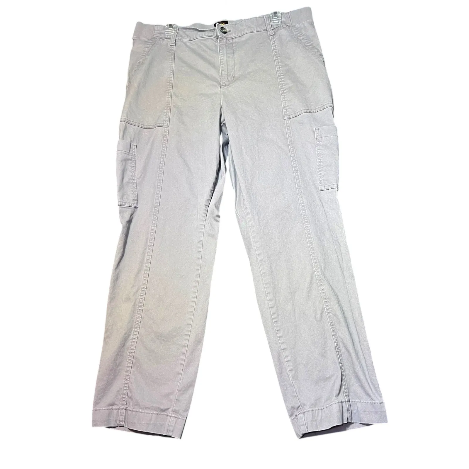 Lee Cargo Pants Womens 18 Short Gray Casual Stretch Pockets Comfy Outdoor Work - Image 2