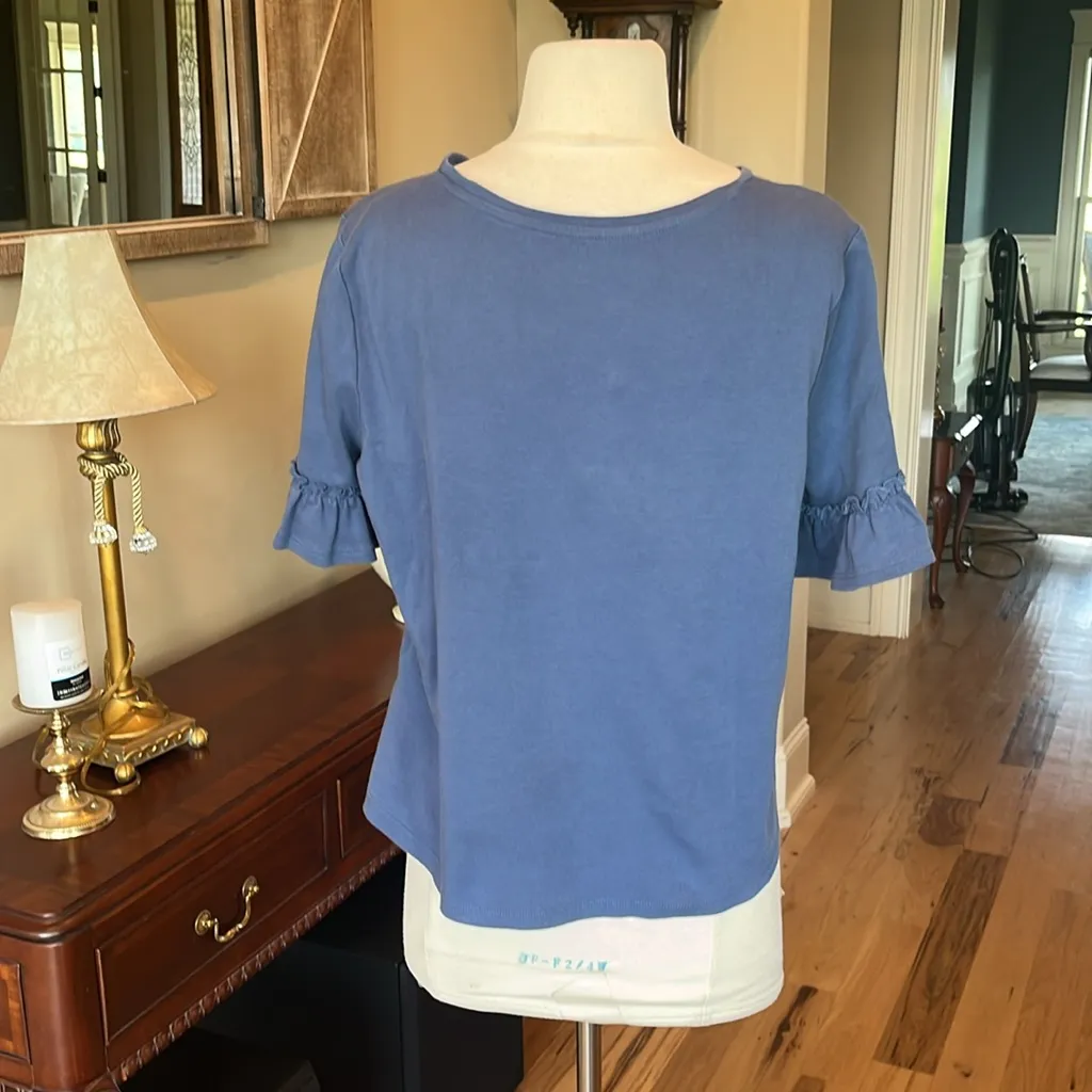 Comfy Blue Knit Ruffle Sleeve - Image 5