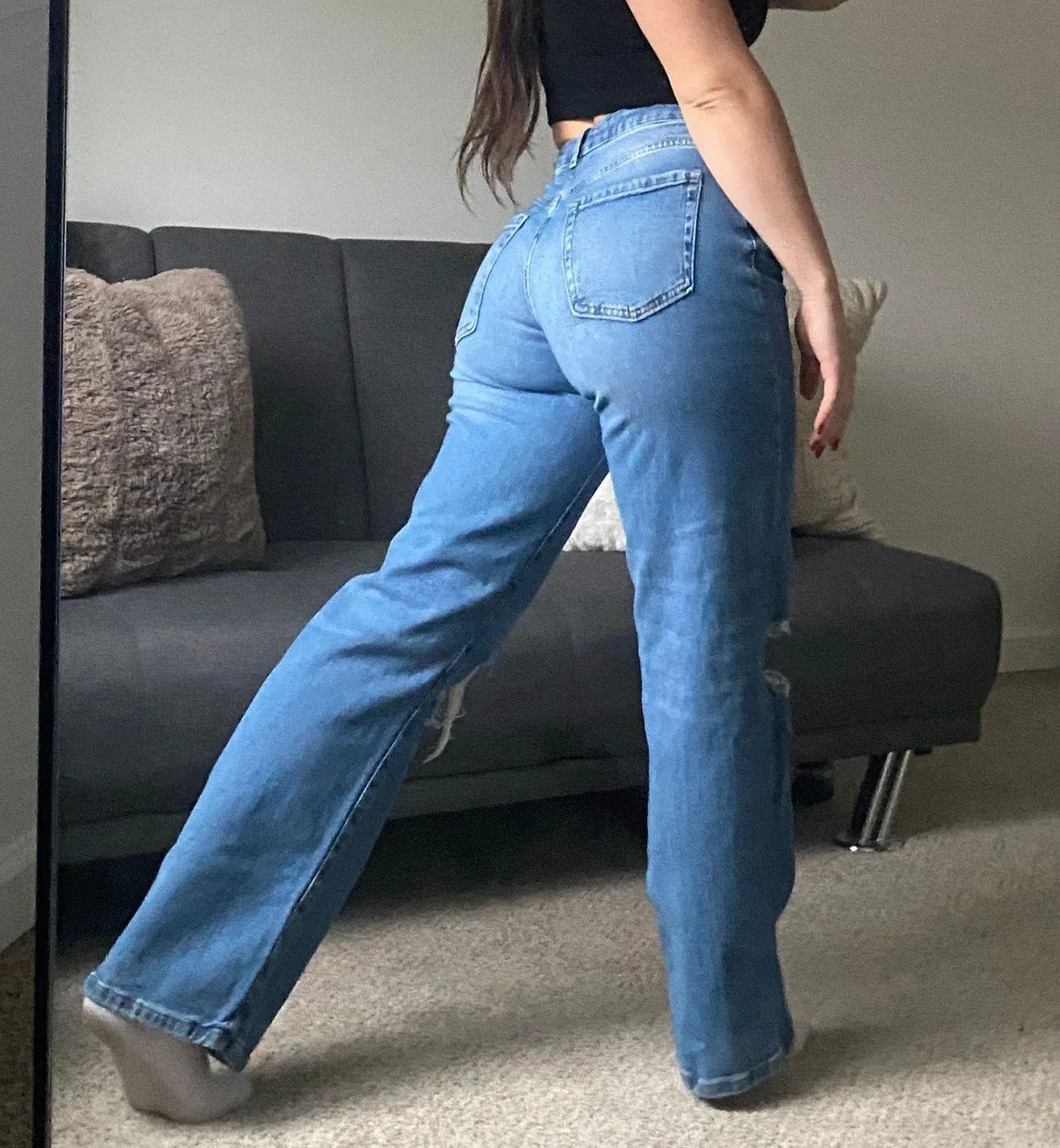 High Waisted Straight Jeans Size 4 - Image 2