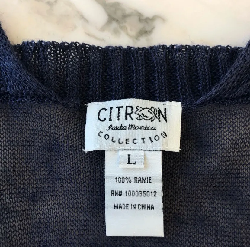 Navy Blue Sheer Cardigan Size L - Image 6