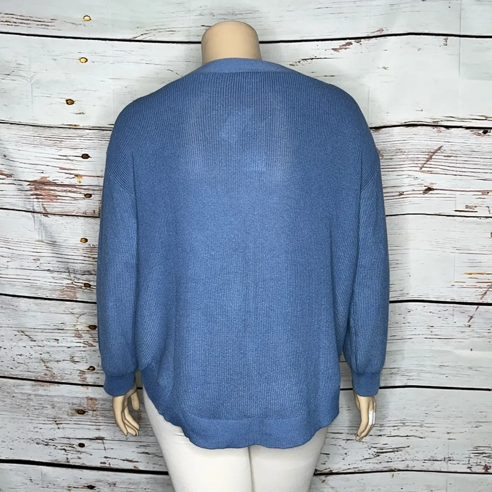 LuLaRoe NWT Size 2XL Blue - Smiley Face Checkered Tessa Sweater Top - Image 3