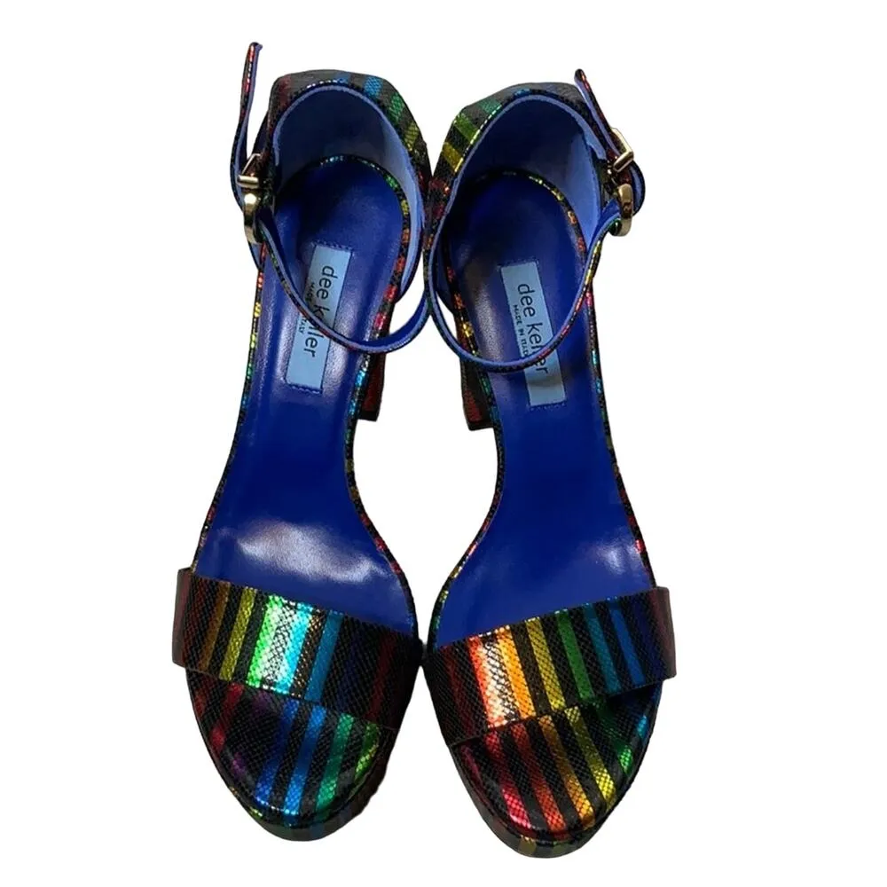Dee Keller Ramsey Parrot stripe rainbow shoes Size 6 - Image 4