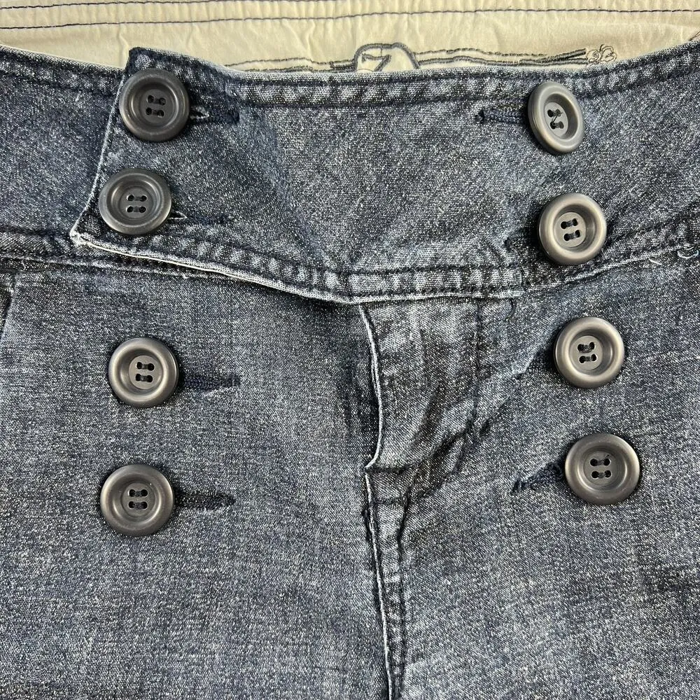 Y2K Zana Di Jrs 9 Bermuda Shorts Low Rise Blue Denim Sailor Long Street Grunge - Image 3