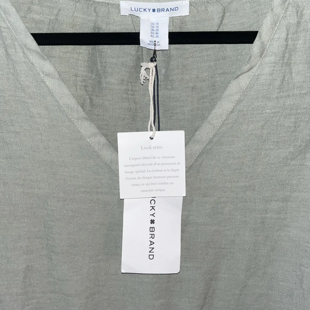 🎄Lucky Brand Plus Linen Sleeveless Tiered Crochet Trim Tunic Dress - Image 5