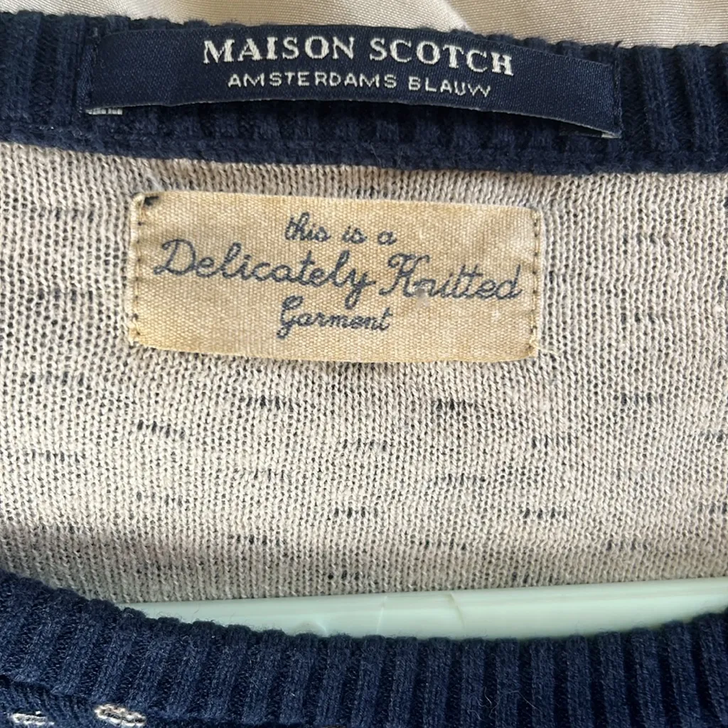 Scotch & Soda Navy and Cream Knit Sweater.  Size Petite Small - Image 5