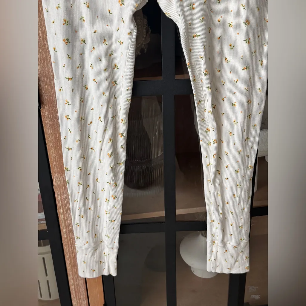 SKIMS Ribbed pajama pants lounge Leggings Marigold Rosebud Print highrise boxers - Image 6