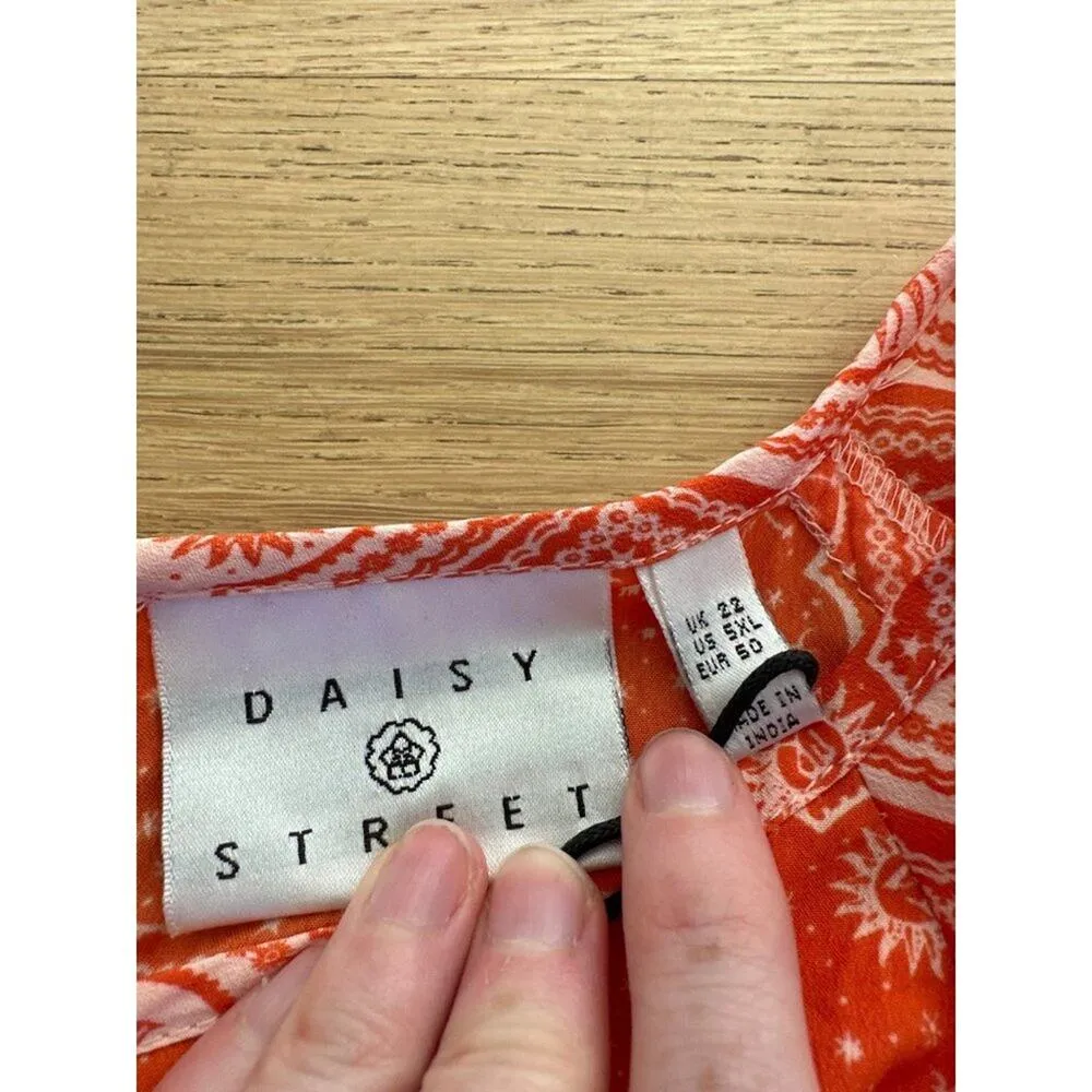 Daisy Street Long Sleeve Smock Mini Dress in Orange Bandana Print - NWT - Image 3