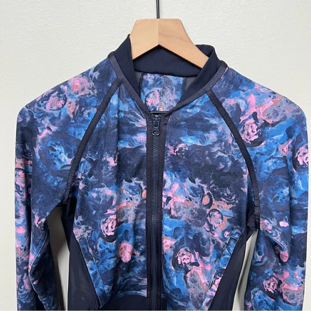 Lululemon If You’re Lucky Jacket in Moody Mirage Bark Berry Navy Floral Zip Up - Image 9