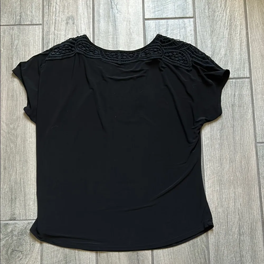 Roz & Ali Black Embellished Flutter Sleeve Blouse - Image 5