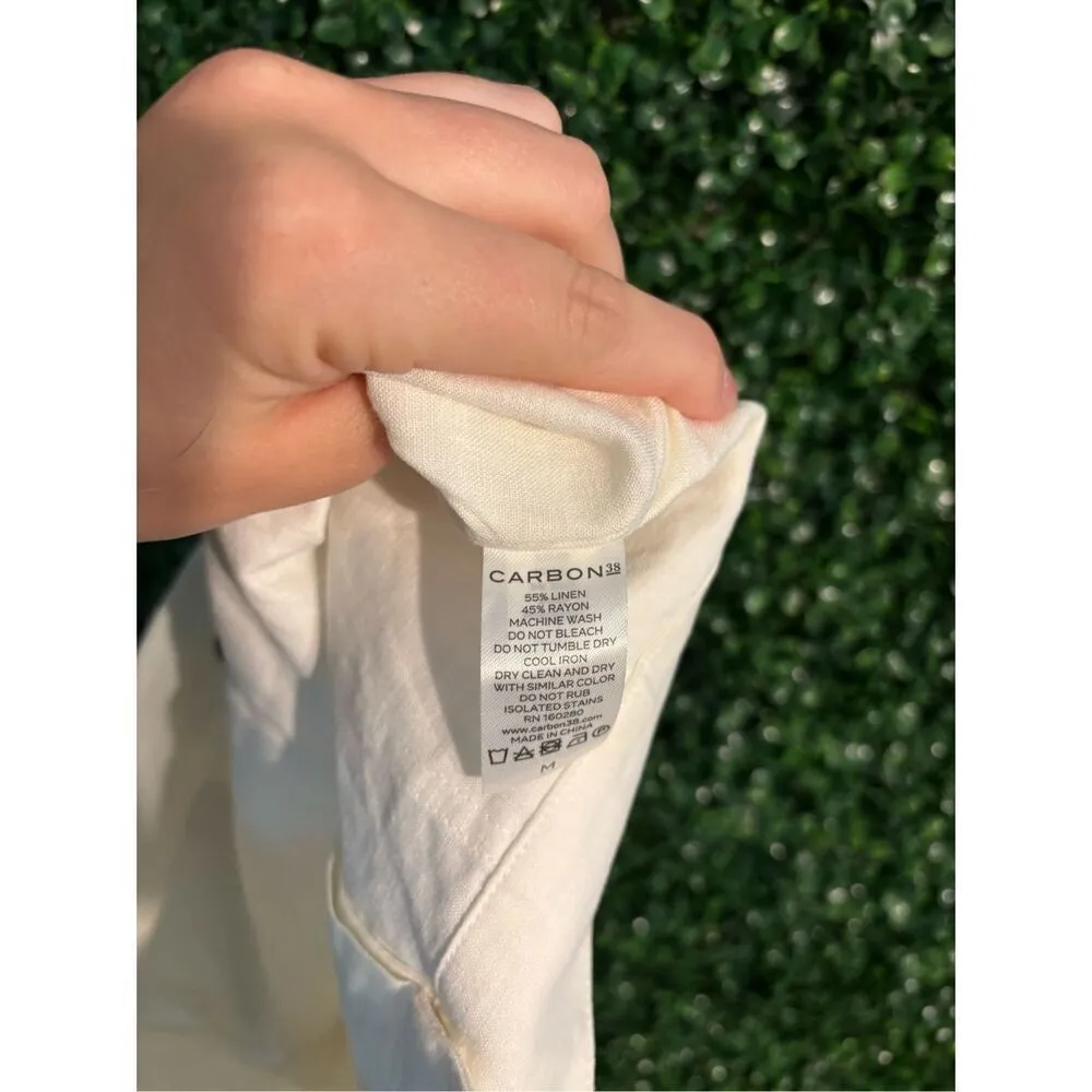 carbon38 White Linen Shorts Sz Medium High Rise NWT - Image 6