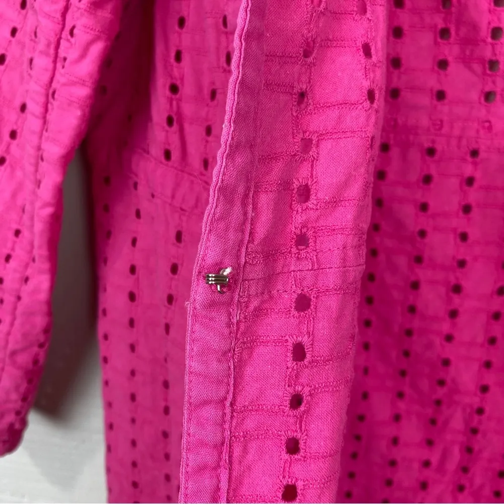 Bandolino Hot Pink Eyelet Cover Up Dress 3/4 Sleeves Size 8 - Image 5
