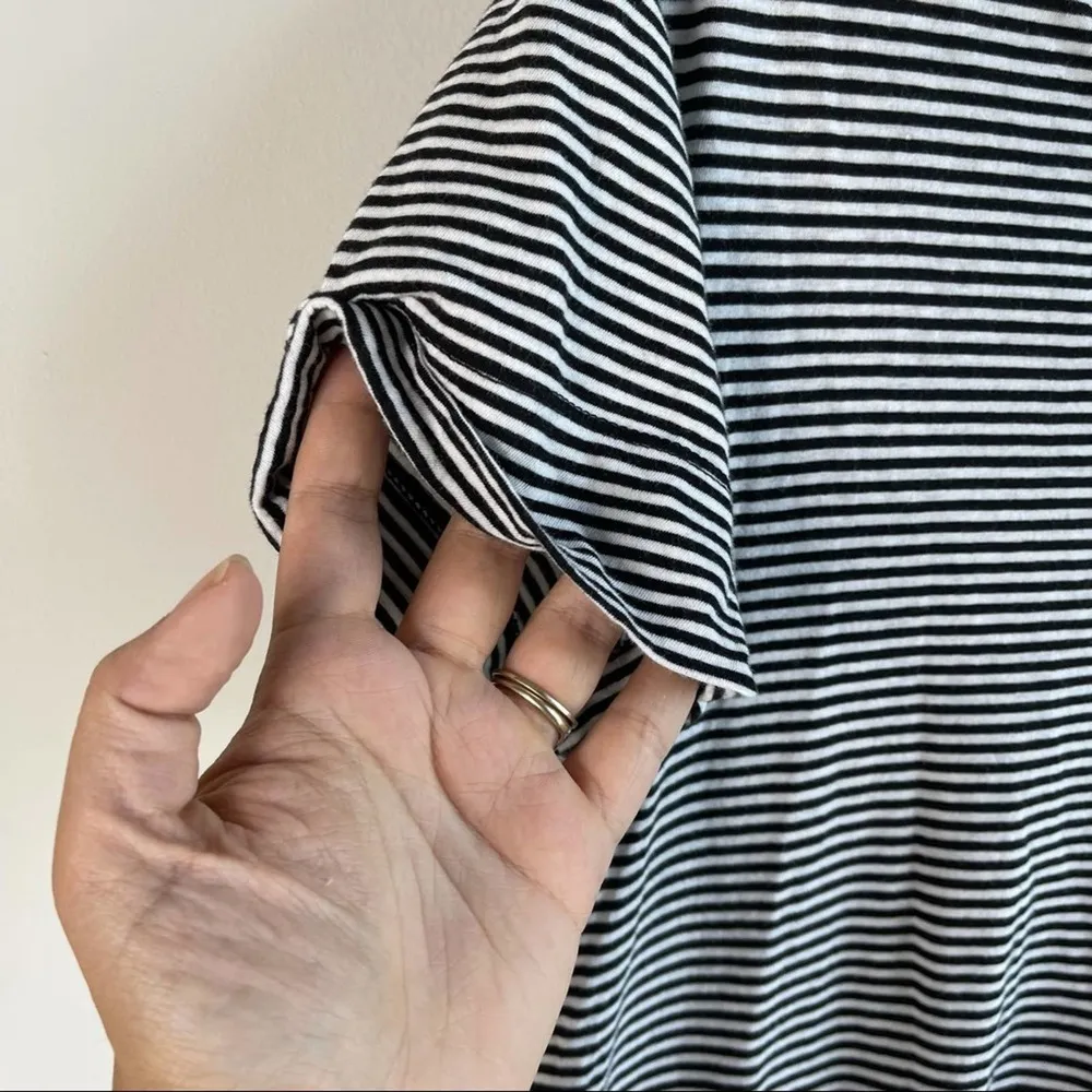 Alexander Wang‎ V neck striped tee shirt dress size medium Black - Image 8