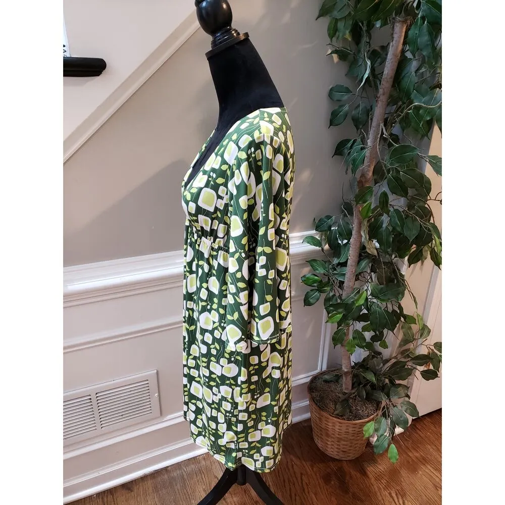 Uncle Frank Women's Size M Green Floral Print Dress Polyester Spandex Casual - Image 7