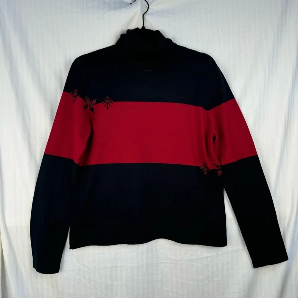 Jones New York Country Silk Wool Turtleneck Snowflake Sweater Women’s Size Large - Image 8