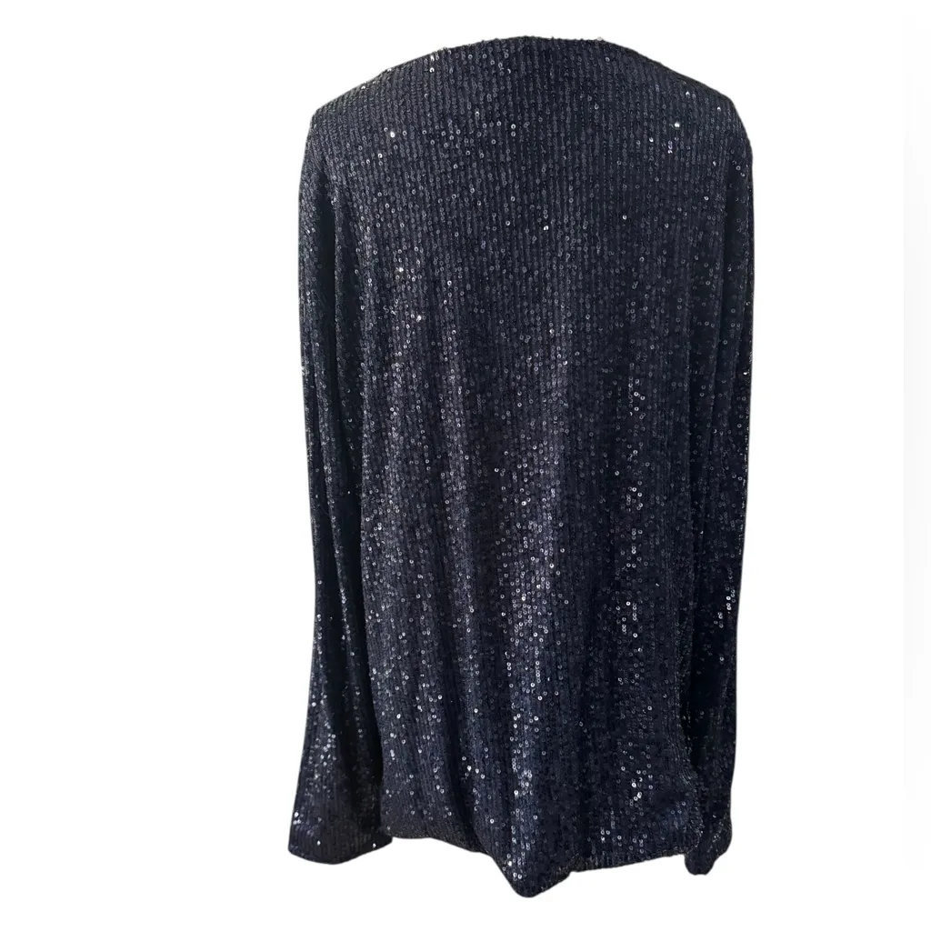 Talbots Allover Midnight Blue Sequin Top NEW Size XL Holiday cocktail party - Image 11