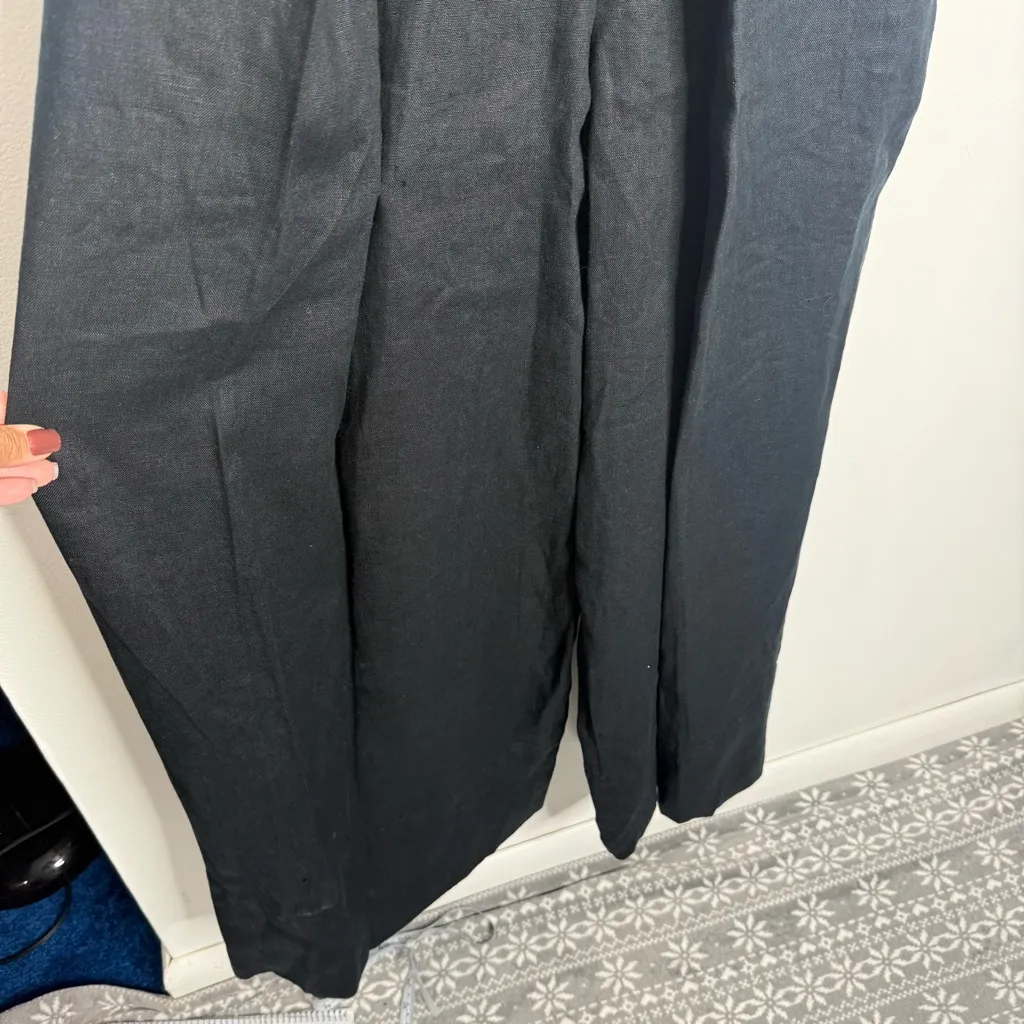 NWT Massimo Dutti 100% Linen Double Strap Jumpsuit w/ Pockets Black Size Small - Image 5