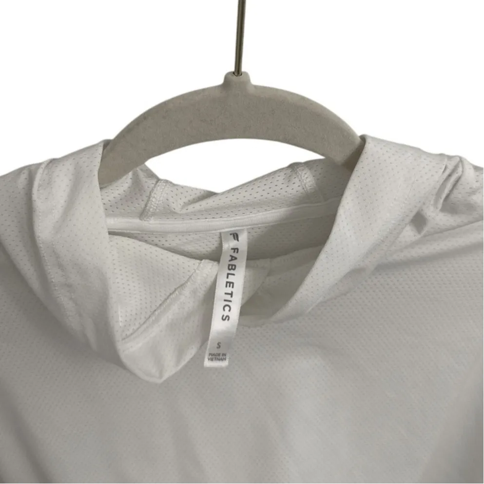 Fabletics Long Sleeve White Cropped Hooded Athletic Shirt Size Women's Small - Image 3