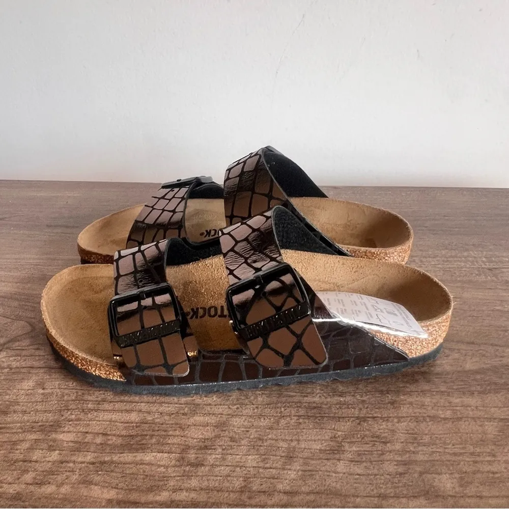 Birkenstock Arizona Black Gator Gleam Women's Sandal Size 37 aka 6 #242649 - Image 4