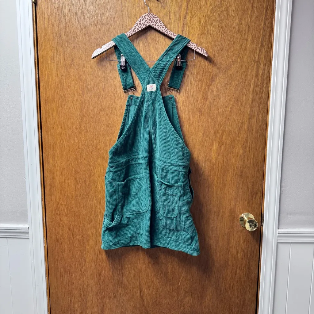 Faherty York Corduroy Ribbed Overall Dress Sleeveless Mini Spruce Green XS - Image 13