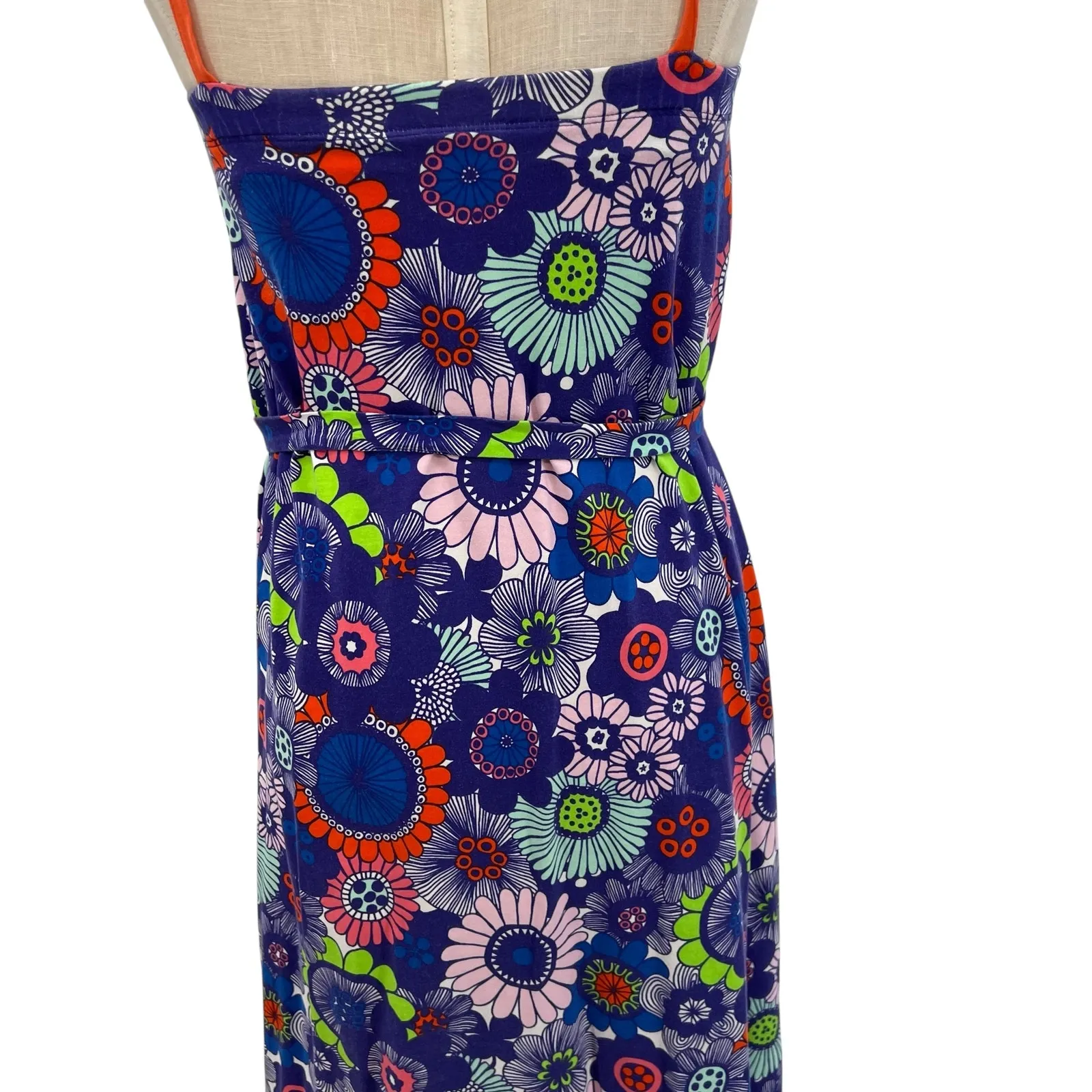 Marimekko Taimi‎ Dress Floral Print Cotton Retro Purple Multicolor Size XS - Image 9