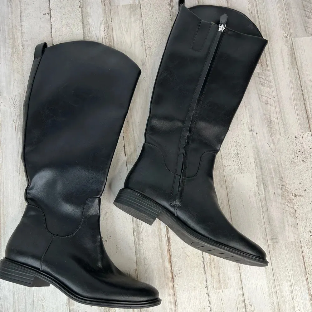 Nordstrom Rack Women's Black Meadow Riding Boots Size 6M Zip Up - Image 2