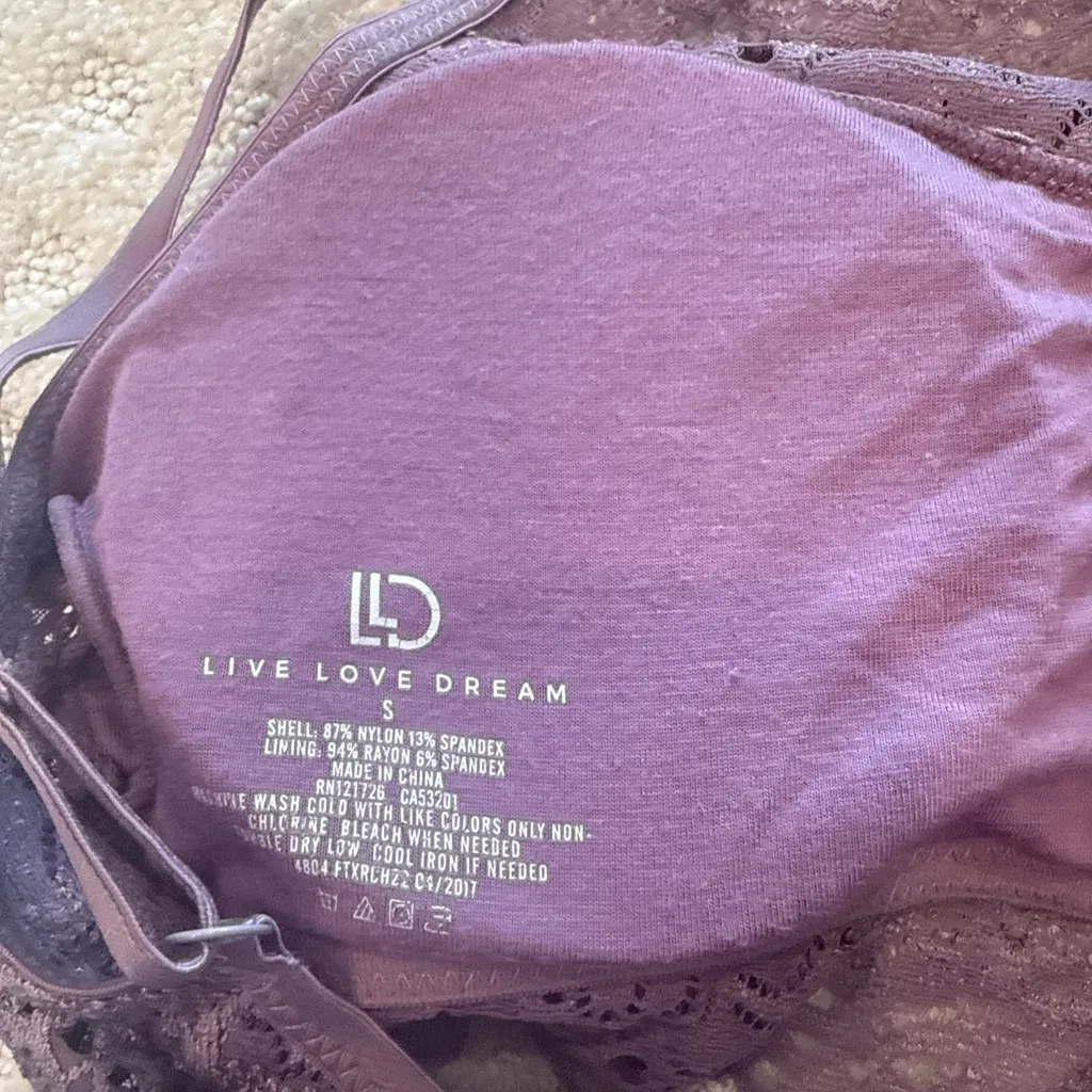 Live Love Dream Purple Lace Bralette Women’s Size Small - Image 4