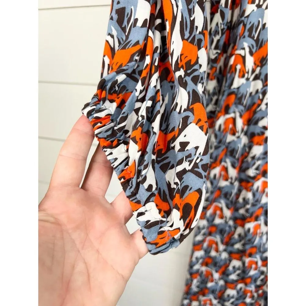 Anthropologie Porridge Giraffe Animal Print Button Front 3/4 Sleeves Dress Sz M - Image 6