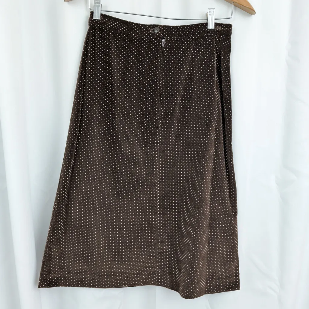 Ladies' Vintage Brown Polka Dot Velour Suit Size M - Image 7