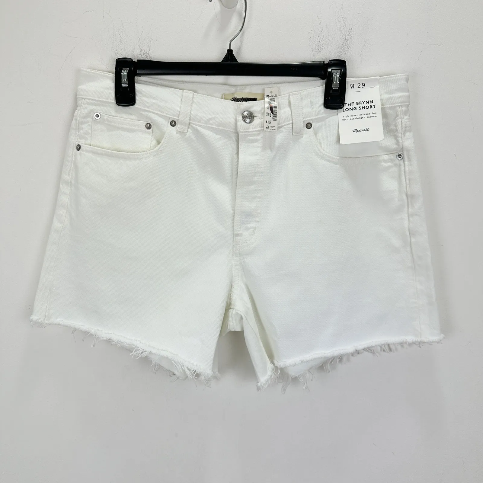 Madewell The Brynn Long Short Pure Low Slung Rigid Denim White Relaxed US 29 NWT - Image 7