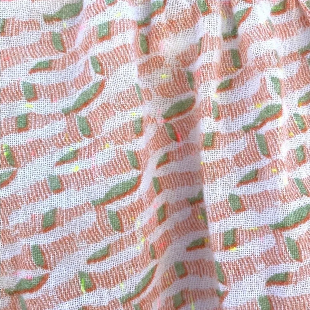 Anthropologie Maeve XS balloon sleeve yarn dyed coral pattern cotton- DEFECT - Image 9