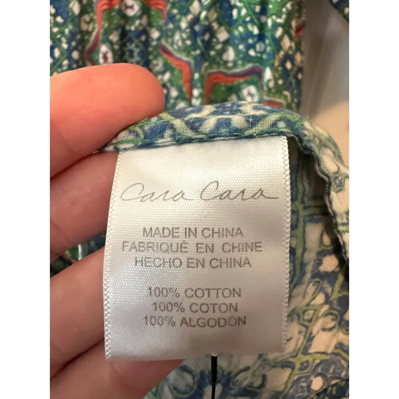 Cara Cara Moroccan Tile Teal Jazzy Midi Dress Size Large Boho Smocked Dress Blue - Image 12