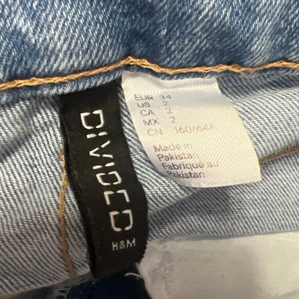 H&M Divided Blue Medium Wash High Waist Straight Ankle Boyfriend Denim Jeans 2 - Image 4