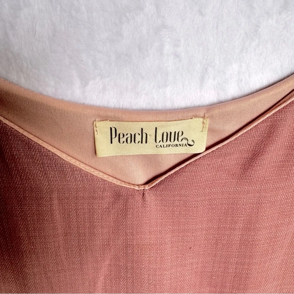 Spaghetti Strap Cropped Rose Swing Top Peach Love California Club Girly Feminine - Image 3