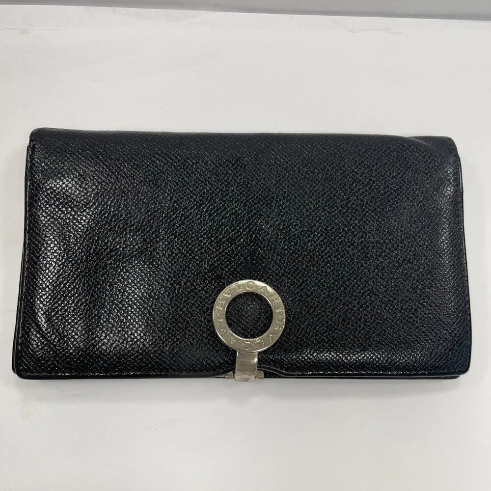 Bvlgari Black Leather Bifold Long Wallet - Preowned - Image 4