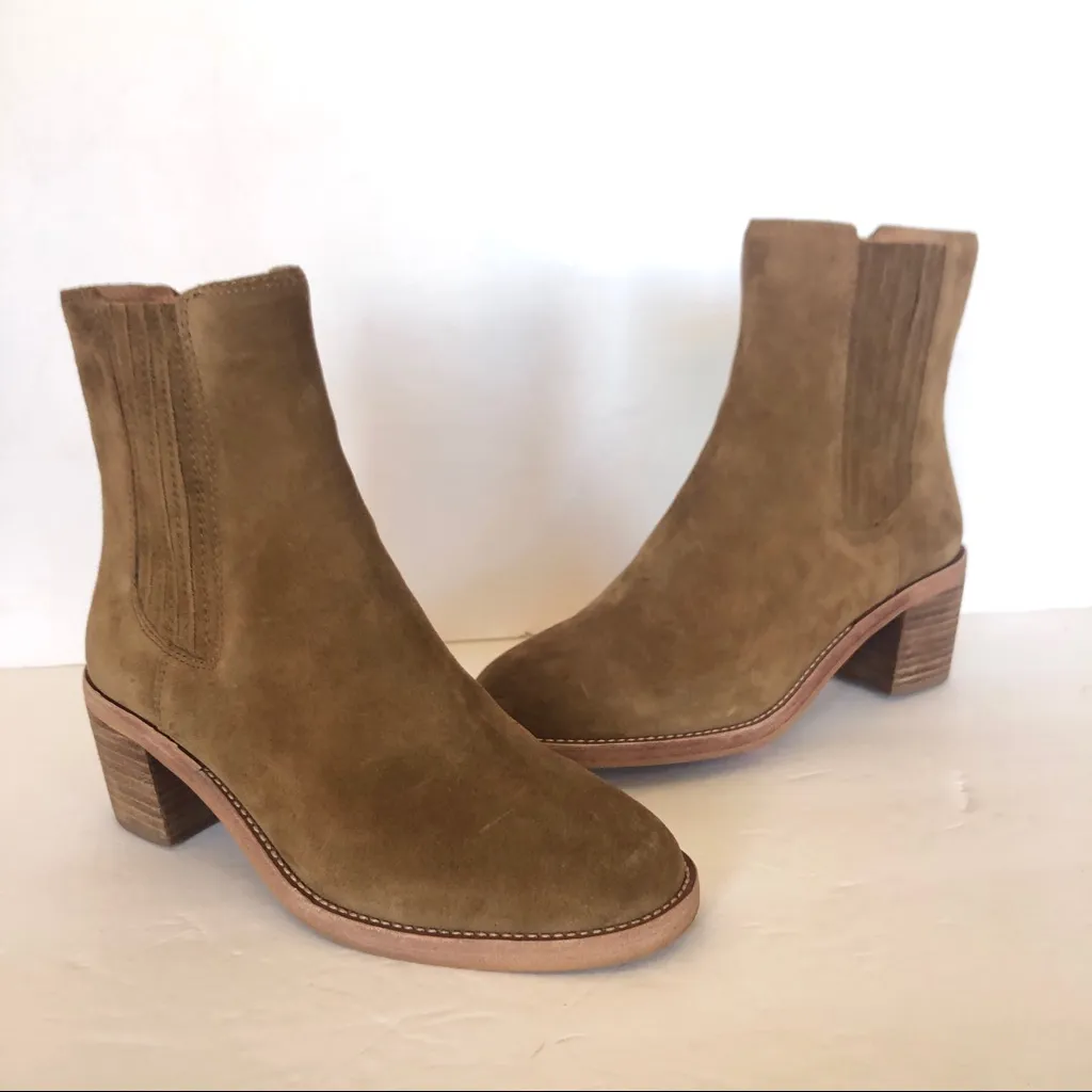 C Madewell Autumn High Chelsea Suede Brown Leather Fall Women Boots 6.5 - Image 3