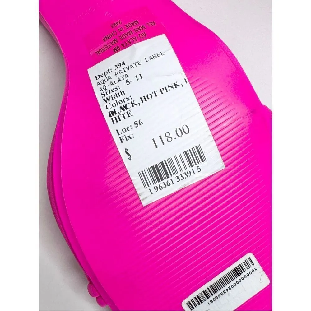 AQUA Sandals Womens Size 9 Square Toe Pink‎ Raffia Detail Slip On Heel NEW - Image 9