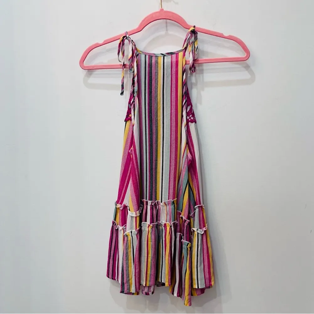 Main Strip Bubble Gum Stripes Halter blouse size small lace stripe - Image 6