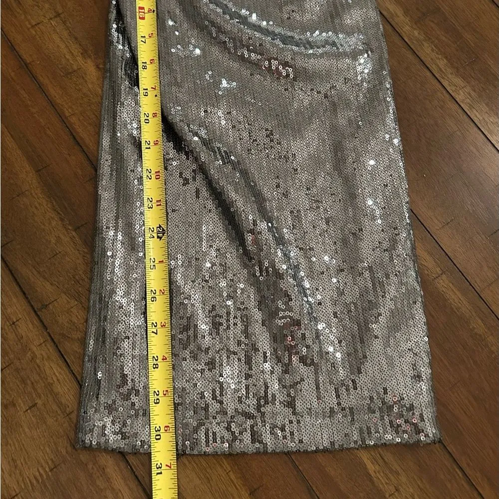 A New Day Women's Relaxed Leg High Rise Silver Sequin Trouser Pants Size 12 NEW - Image 9