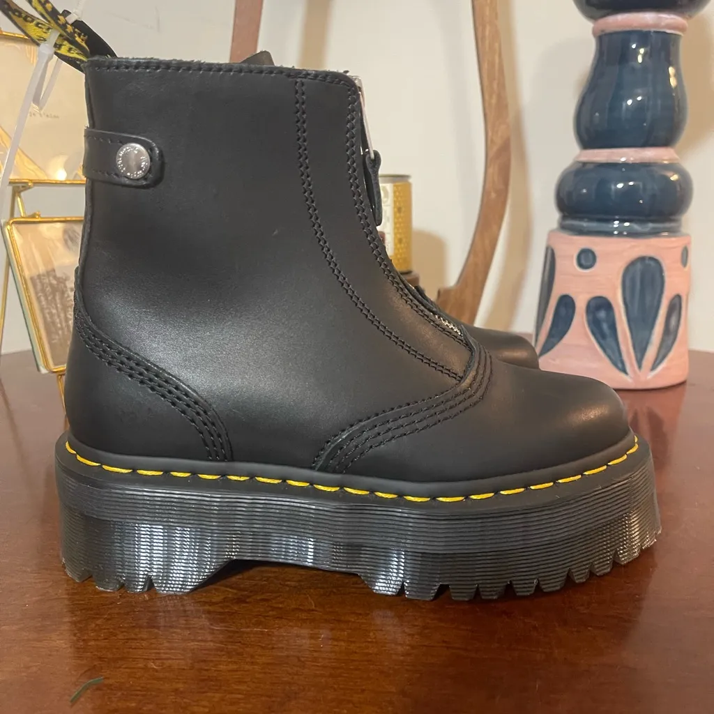 Dr Martens Women’s Jetta Leather Black Platform Zip Up Ankle Boots BNWOB 5 - Image 6