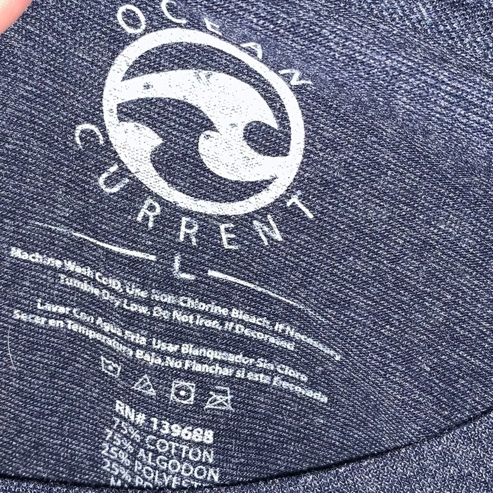 Ocean Current Blue Graphic Tee Shirt Cali Bear Size L - Image 4