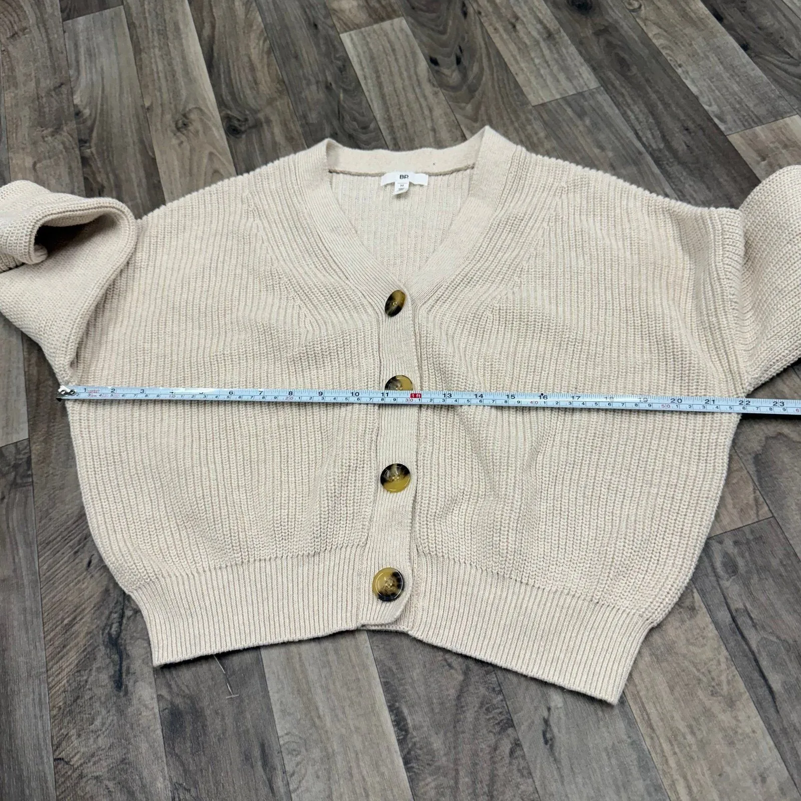 BP Easy button front oatmeal knit cardigan - Image 4