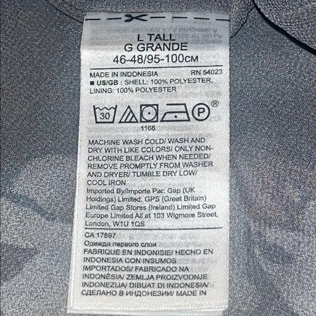 Banana Republic Blouse Grey Floral Lined Long Flared at Cuff Sleeves Large Tall - Image 11